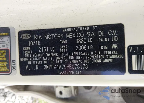2017 Kia Forte Lx from USA, damaged, VIN 3KPFK4A79HE078173